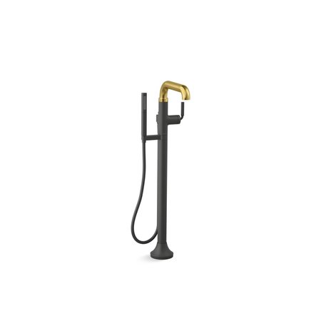 Kohler Tone Freestanding Bath Faucet Trim Matte Black with Moderne Brass T27424-4-BMB